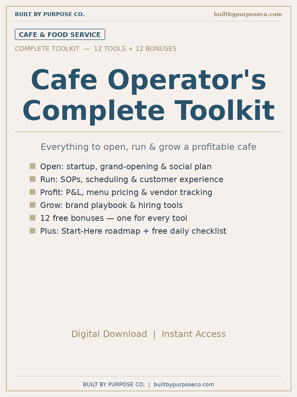 Cafe Operator's Complete Toolkit
