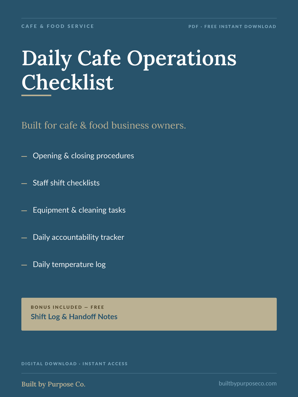 Daily Cafe Operations Checklist — Free Download