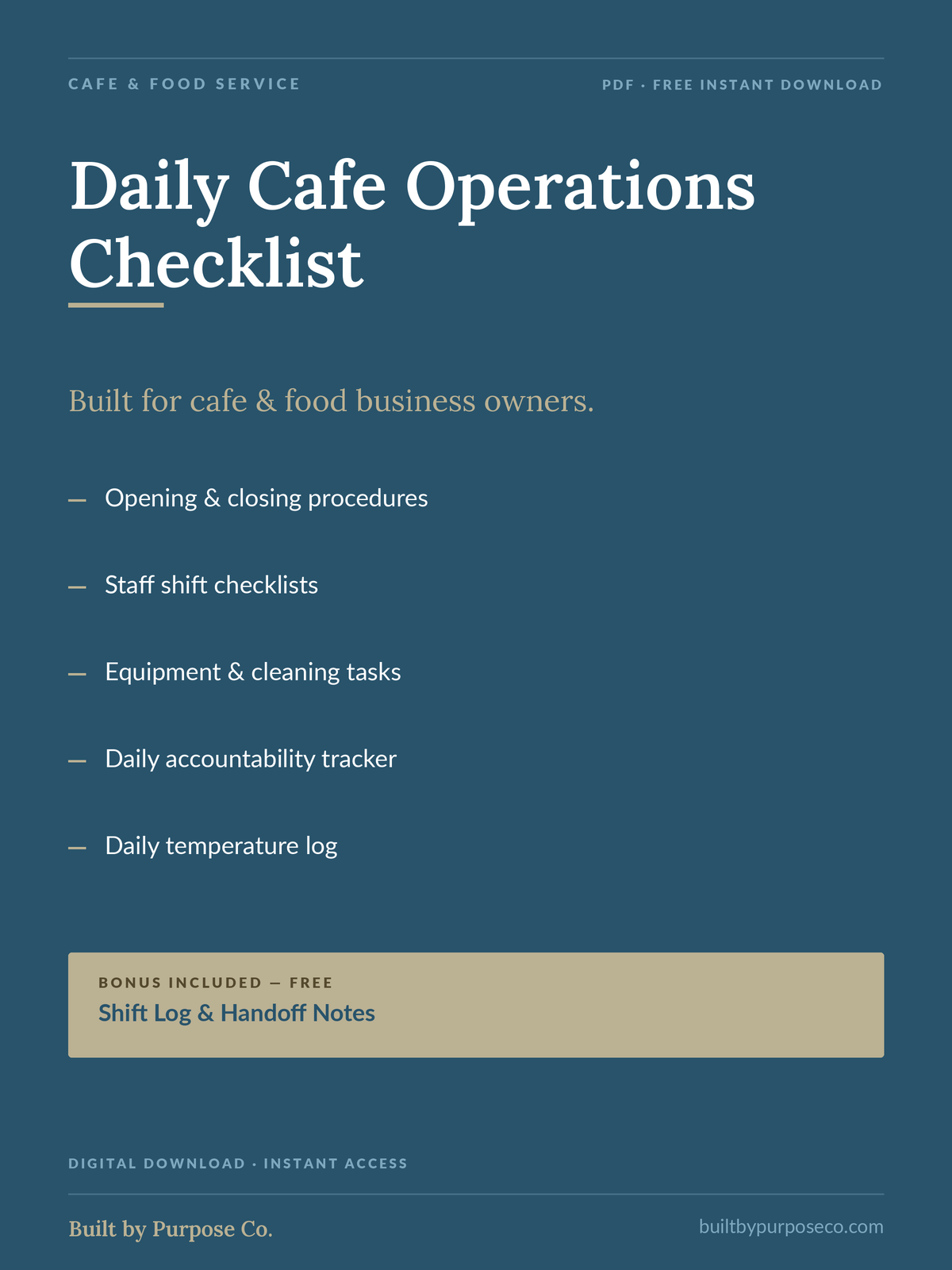 Daily Cafe Operations Checklist — Free Download