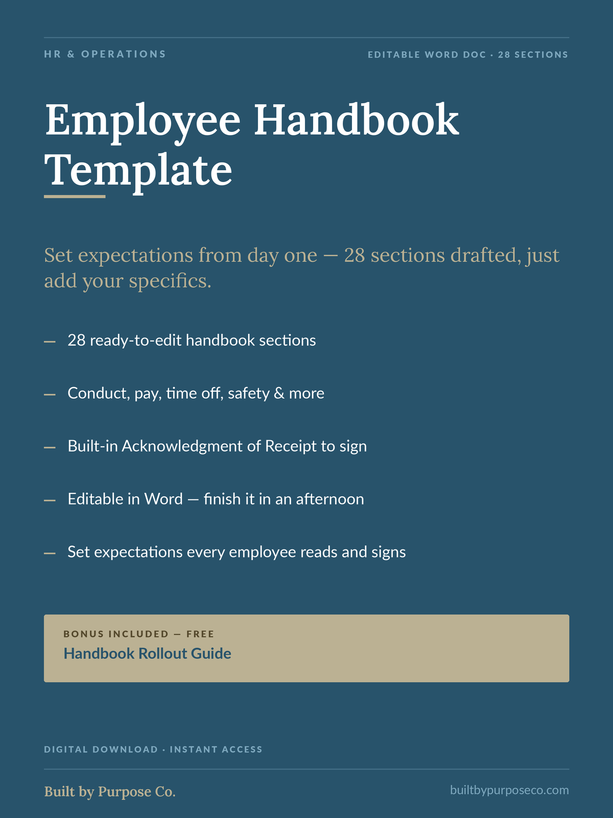 Employee Handbook Template (Editable Word Doc)