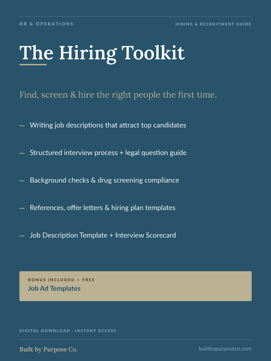 The Hiring Toolkit: Find, Screen & Hire the Right People