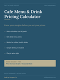 Cafe Menu & Drink Pricing Calculator