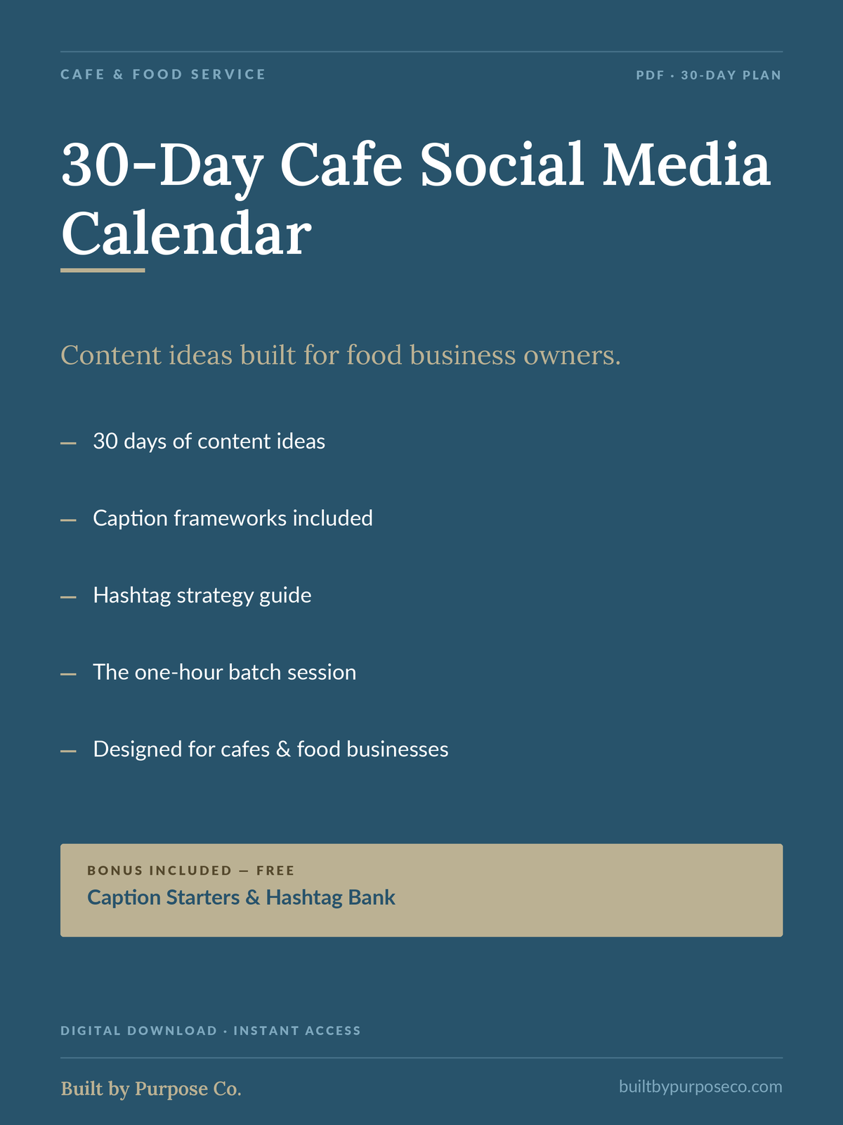 30-Day Cafe Social Media Calendar