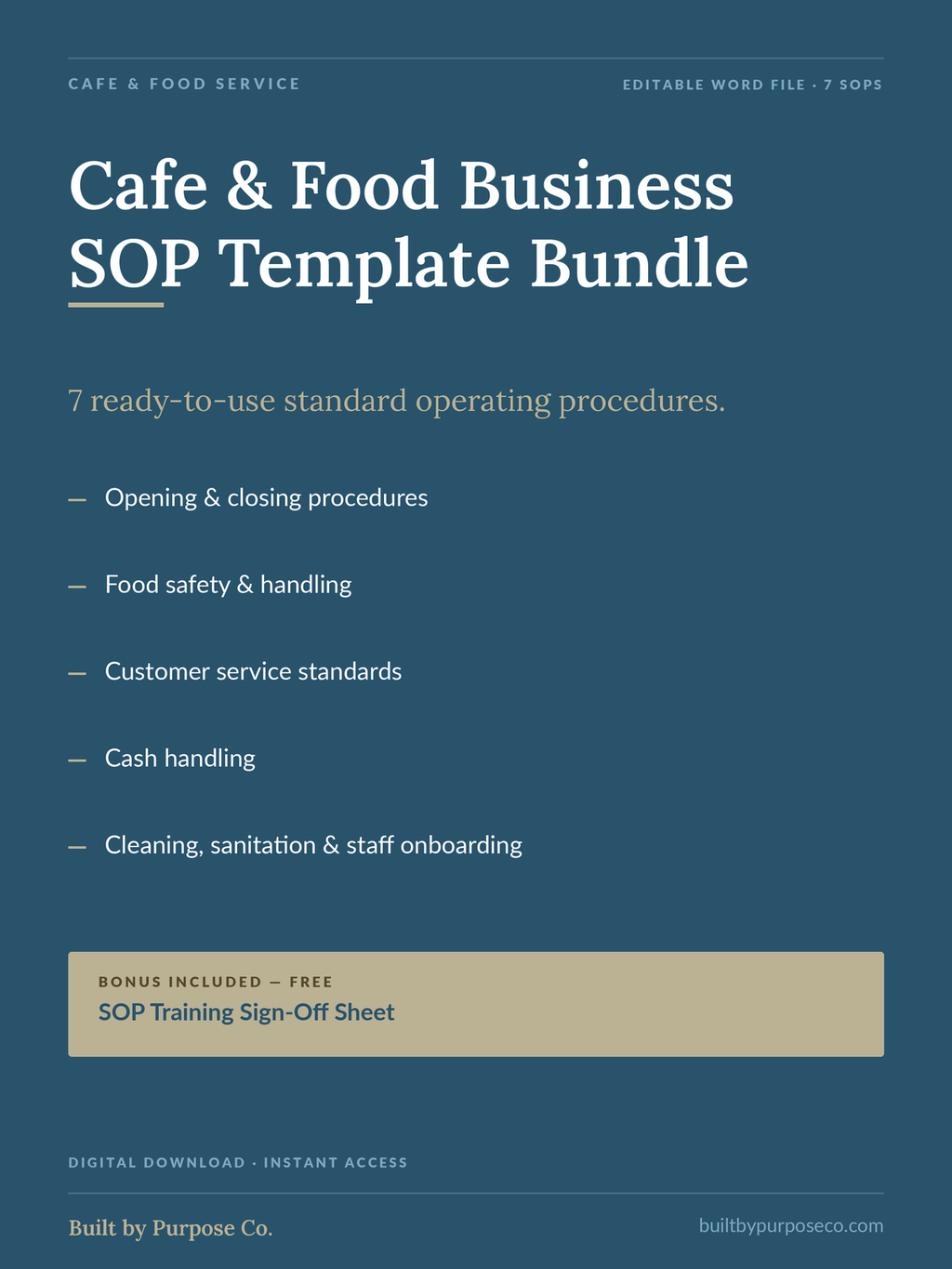 Cafe & Food Business SOP Template Bundle
