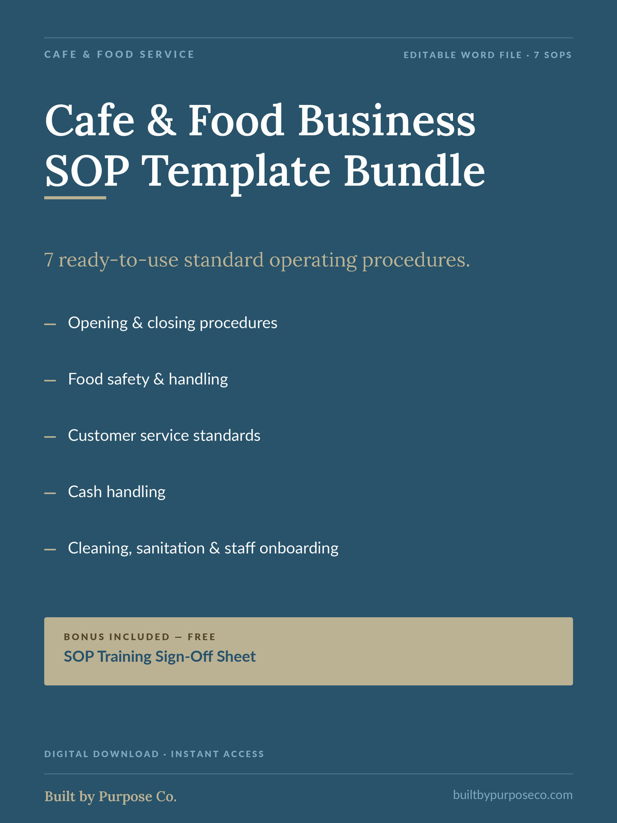 Cafe & Food Business SOP Template Bundle