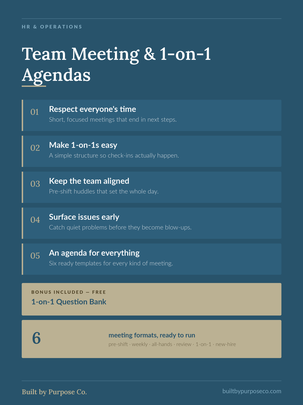 Printable Team Meeting & 1-on-1 Agendas