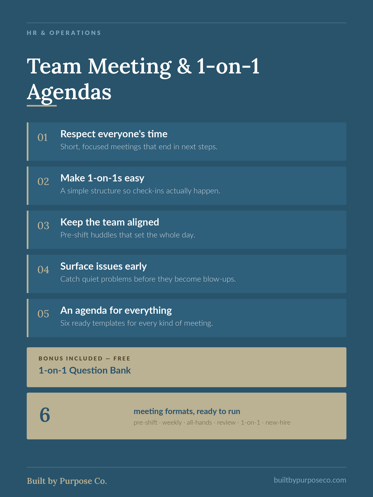Printable Team Meeting & 1-on-1 Agendas